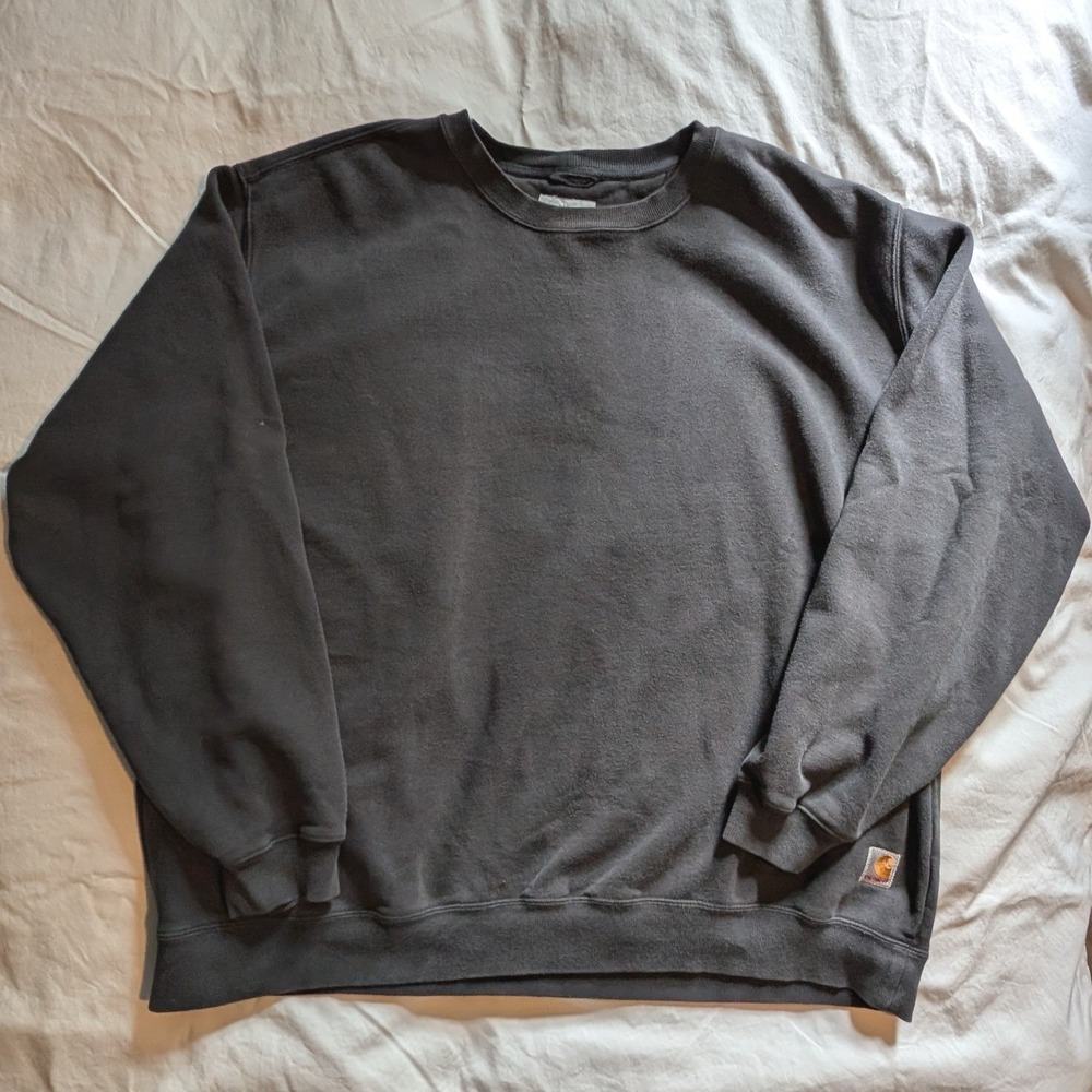 Carhartt K186 BLK Mens 3XL Crewneck Sweatshirt Faded Black Workwear Fleece